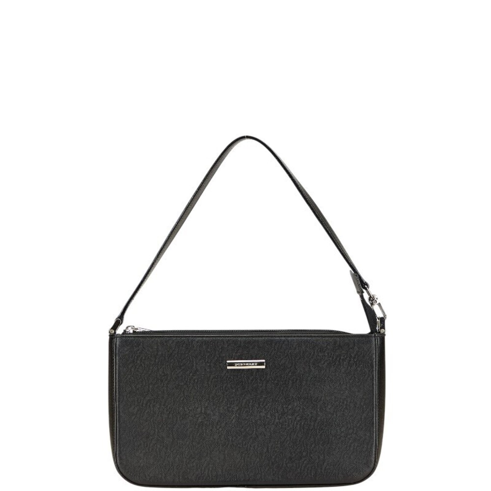 Burberry Nova Check Hobo Shoulder Bag Black Leather - Picture 1 of 9